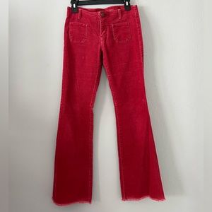 Guess Low Rise Flare Corduroy Pants - Red